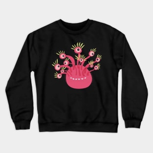 Funny Pink Cute Monster With Eleven Eyes Crewneck Sweatshirt